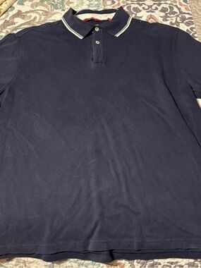 Izod Men's Navy Polo Shirt with Contrast Collar Trim